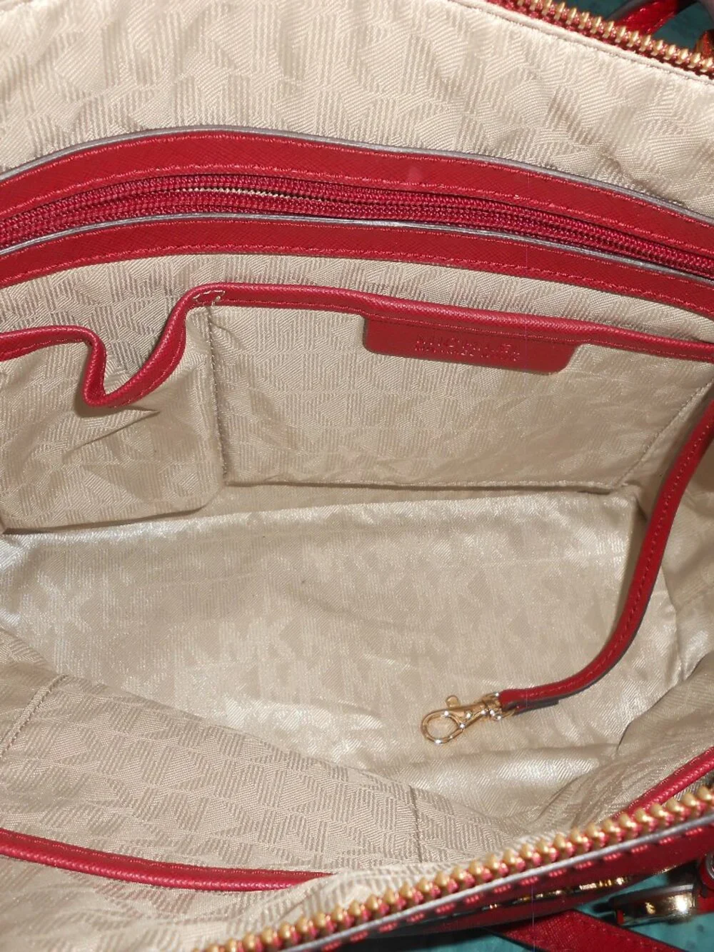 Michael Kors Saffiano Leather Tote Cherry red color medium VGC